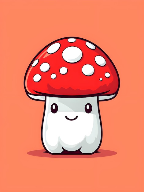 Foto creative digital art mascot diseño gráfico de un lindo hongo en colores rojo y blanco