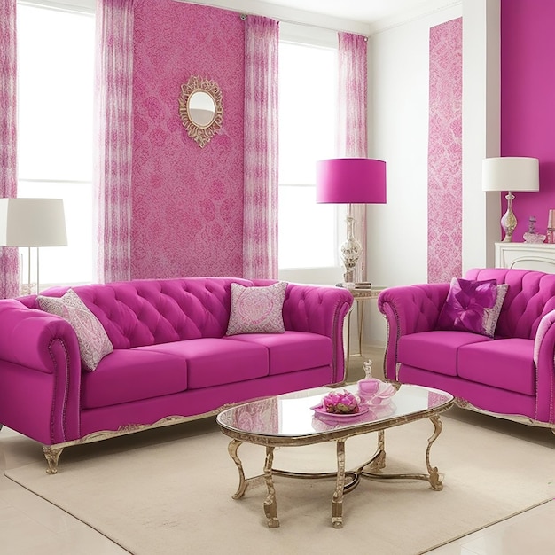 Creative Drawing Room Wall Paint Color Sapphire Sofa Set gerado pela IA