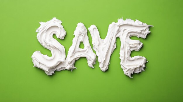 Creative Save Message Made with Whipped Cream Una representación lúdica de la palabra save elaborada por fr