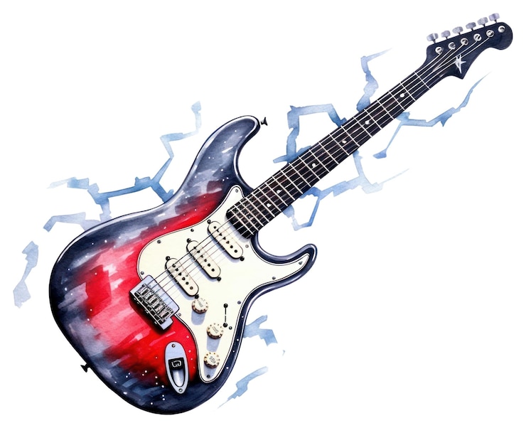 Foto creatividad de la guitarra eléctrica de fondo transparente de la guitarra png