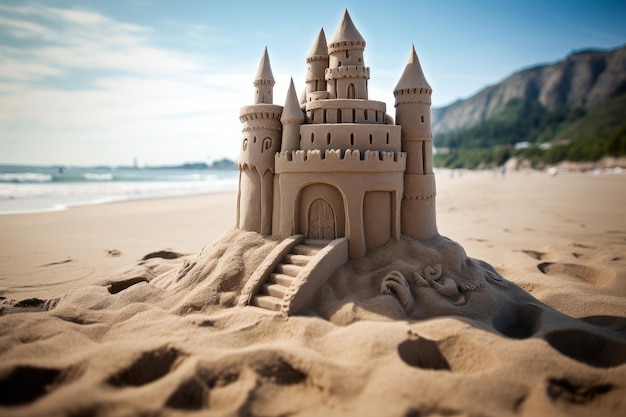 Foto la creatividad de la playa del castillo de arena genera ai