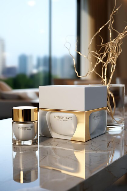 Foto creativo de envases de caja premium para cosméticos que exudan diseño de colección de cajas elegantes de lujo