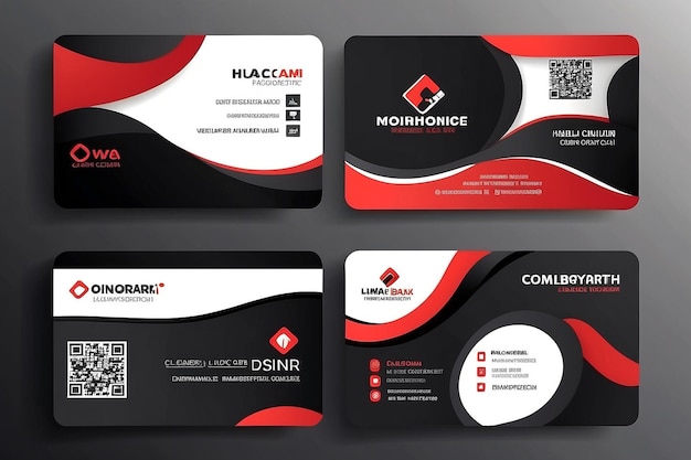 Creativo y limpio plantilla de tarjeta de visita de dos caras colores rojo y negro