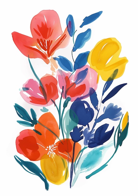 Creativo Matisse acuarela pintura recorte de flores póster retro orgánico