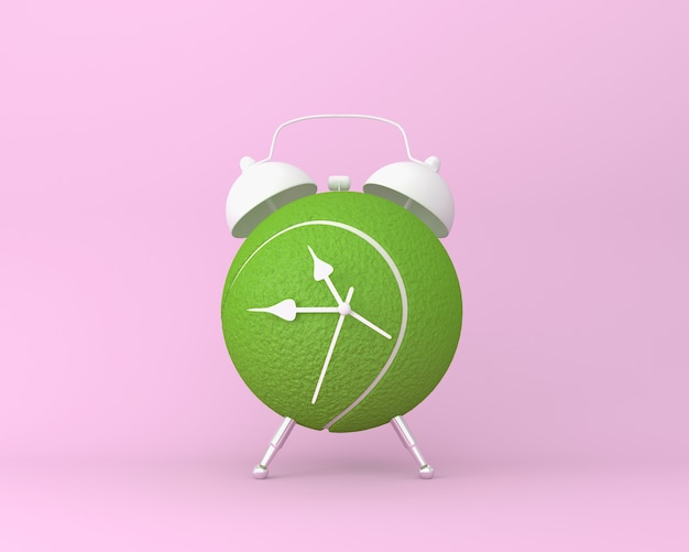 Foto creativo de reloj despertador de pelota de tenis