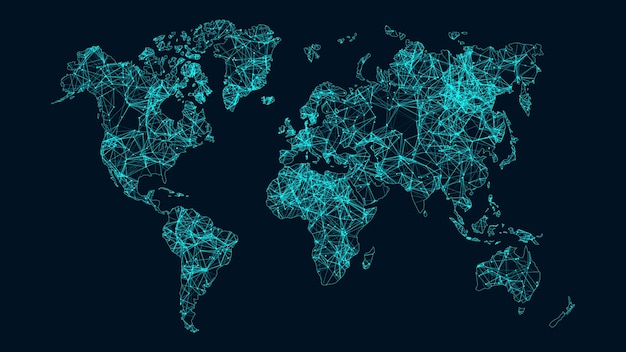 Creciente concepto global de conexiones de datos y redes.