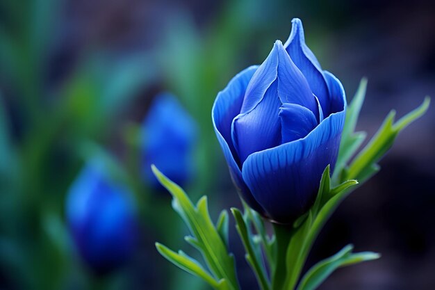 Foto crecimiento del brote de la flor azul