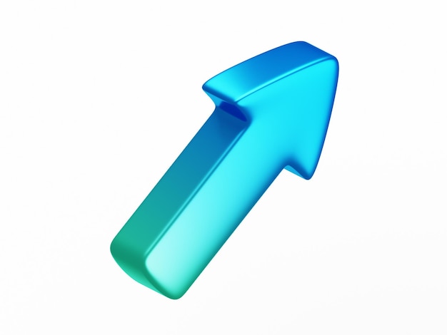 Crecimiento de flecha azul 3D aislado en fondo blanco para negocios y finanzas