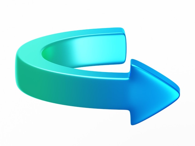 Crecimiento de flecha azul 3D aislado en fondo blanco para negocios y finanzas