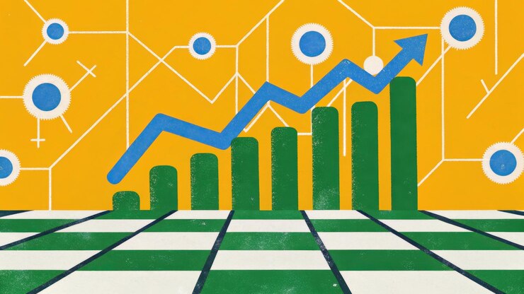 Crecimiento futurista en los conceptos del mercado bursátil financiero