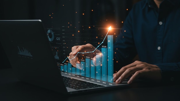 Crecimiento del negocio Éxito financiero Análisis de datos de marketing digital