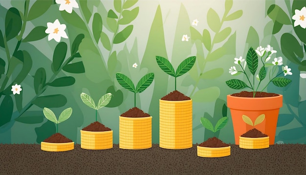 el crecimiento de la planta de dinero