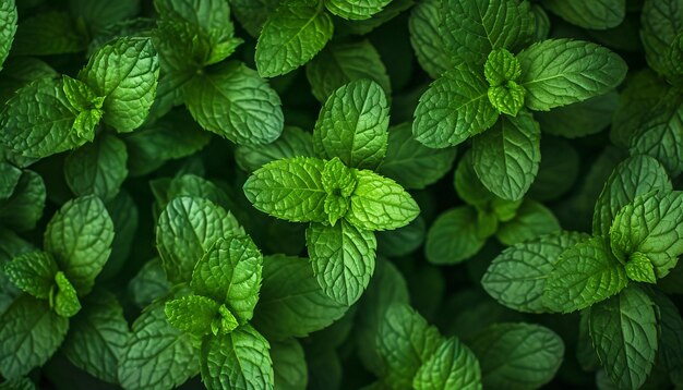 El crecimiento de la planta de menta verde