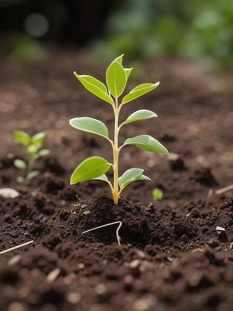 Crecimiento de plantas en el suelo.