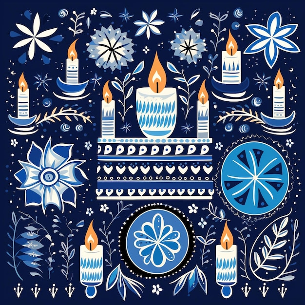 Cree ilustraciones o diseños cautivadores que capturen el espíritu de Hanukkah, el Festival de las Luces