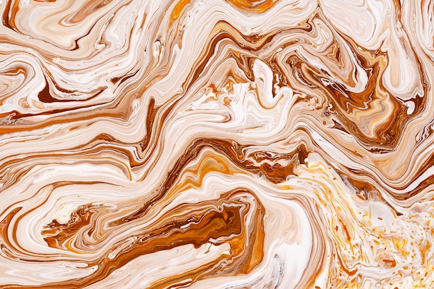 Crema de caramelo, dinámica y fluida, textura de trama, pinturas acrílicas abstractas, mezcla de fondo de color