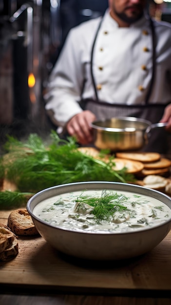 La crema de champiñones es un tipo simple de sopa en la que un roux básico se diluye con crema o leche.