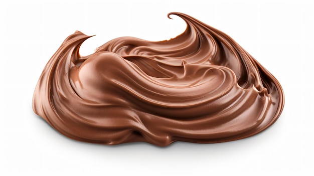 Foto crema de chocolate dulce manchada aislada en el dorso blanco