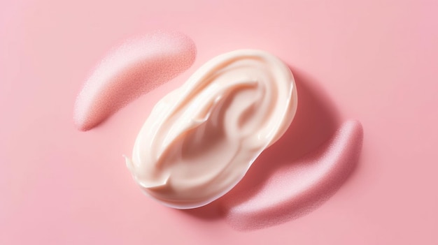 Crema Crema blanca para la cara sobre fondo rosa ai generativo.