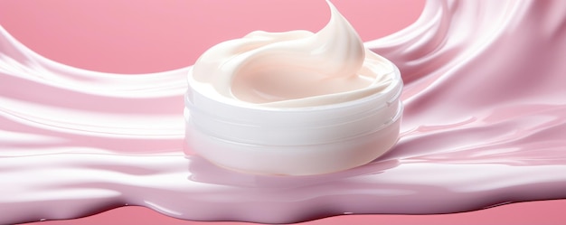 Crema hidratante en fondo rosado Generativo ai