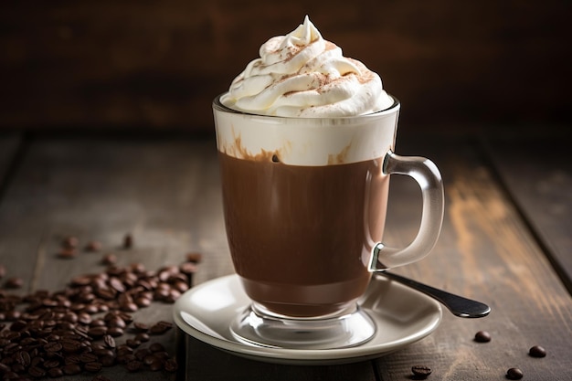 Crema irlandesa Mocha Latte en una taza espumosa