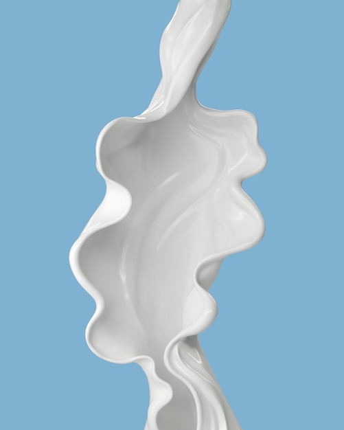 Crema de leche o salpicaduras de líquido blanco en forma abstracta