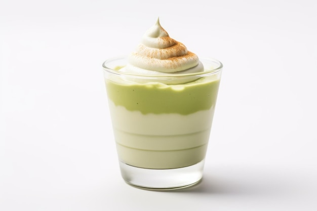 Crema de leche de té verde batida Cerrar hierba Generar Ai