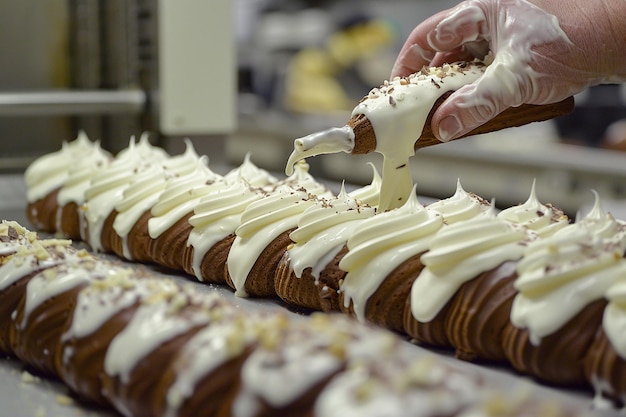 Una crema de panadería que se llena en el chocolate ACclairs