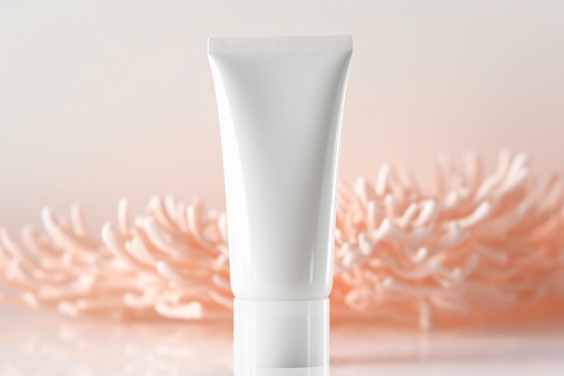 Crema de tubo blanco maquillaje de tubo limpiador facial concepto cosmético rutinas de cuidado de la piel champú gel piel