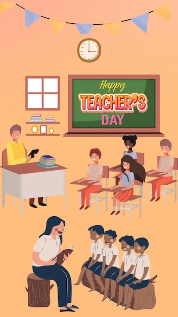 Creme-braune süße Illustration Instagram-Geschichte zum Teacher39s Day 1