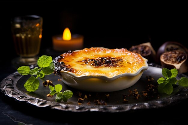 Foto creme brulee blanche com perles d'arles