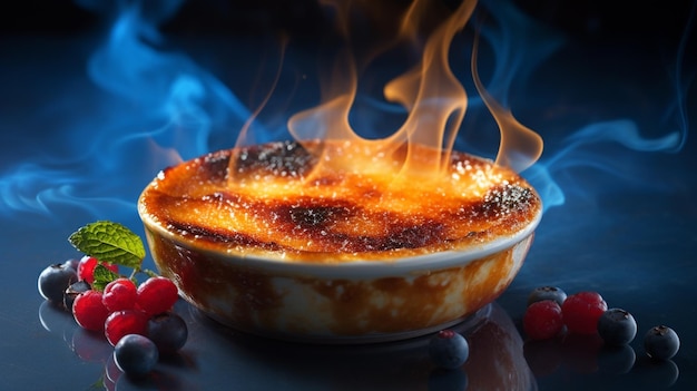 Creme brulee una delicia dorada la crema de terciopelo debajo de una superficie caramelizada crujiente