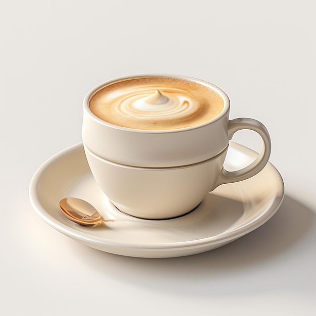 Creme Coffee Cap Eine fotorealistische Freude auf einem weißen Hintergrund