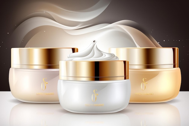 Creme corporal premium da série de beleza de cosméticos para modelo de cuidados com a pele para cartaz de design