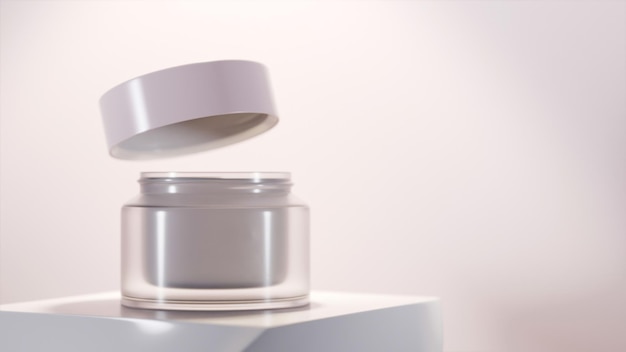 Creme cosmético brilhante minimalista no pódio torcido cena de colocação de produto renderização premium 3d