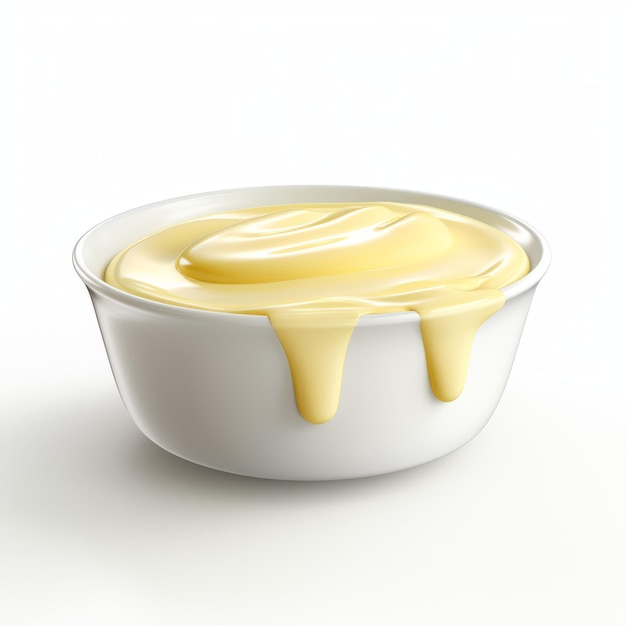 Creme Creme Amarelo Hiper-realista Sobre Fundo Branco