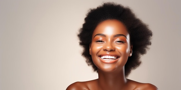 Creme facial e cuidados com a pele da mulher negra bem-estar luz pele facial feliz e protetor solar