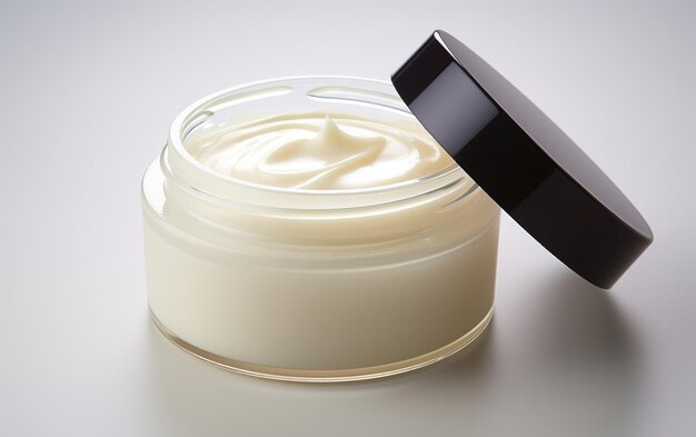 creme facial num frasco redondo branco