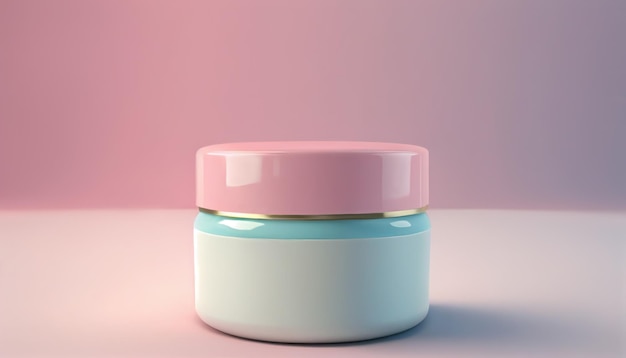 Cremedose Mockup Kosmetikbehälter auf minimalistischem rosa Hintergrund AI generativ