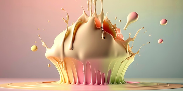 Cremiger Flüssigkeitsspritzer mit Pastellfarben AIGerated