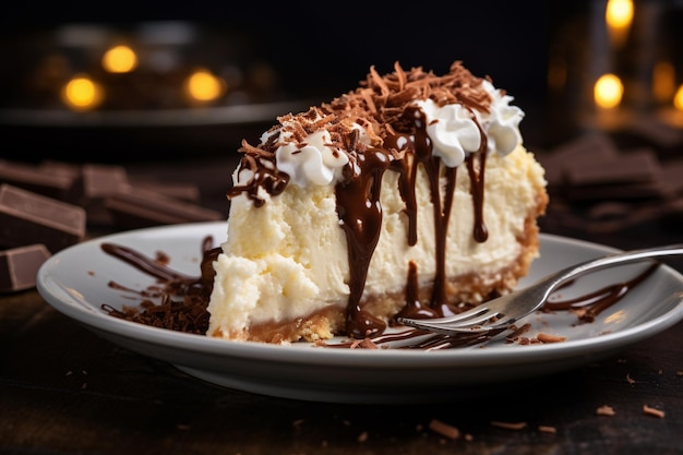 Cremiger Käsekuchen mit Schokoladenschnitzeln, reichhaltiges und dekadentes Dessert