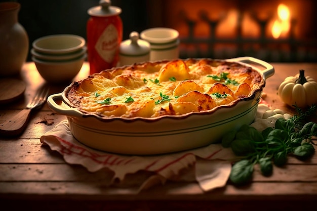 Cremiges und köstliches Gratin Dauphinois, ein klassisches französisches Kartoffelgericht