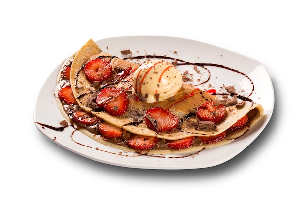 crepas con fresas y chocolate.