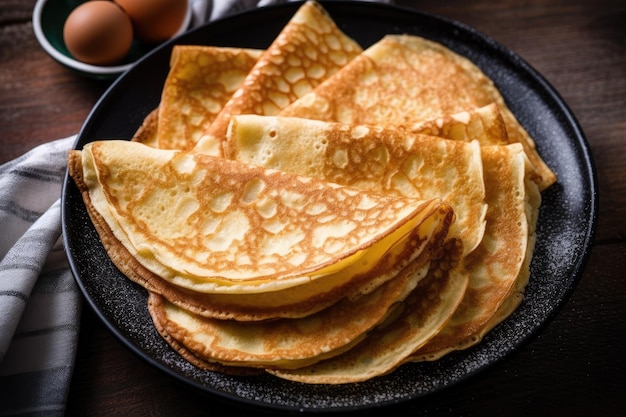 Crêpe serviert auf dem Küchentisch, professionelle Werbung für Food-Fotografie