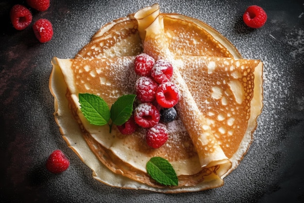 Crepe sirviendo en la mesa de la cocina publicidad profesional fotografía de alimentos