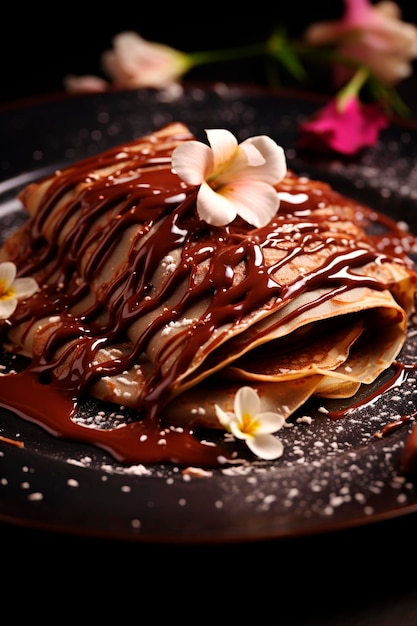 Foto crepe suzette con chocolate alimentos de ia generativos