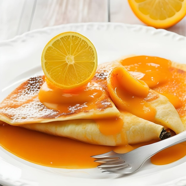 Crepe suzette francesa con salsa de naranja