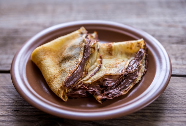 Crepes con crema de chocolate