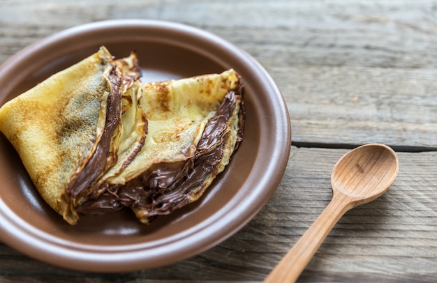 Crepes con crema de chocolate