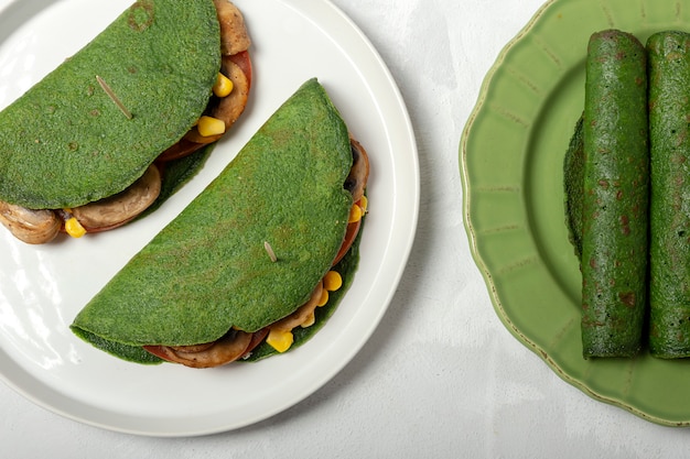 Crepes de espinacas verdes caseros